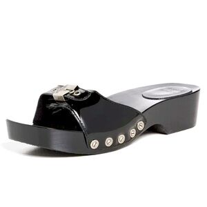 RE/DONE x Dr. Scholl's Leather Patent Clog Slide Sandals